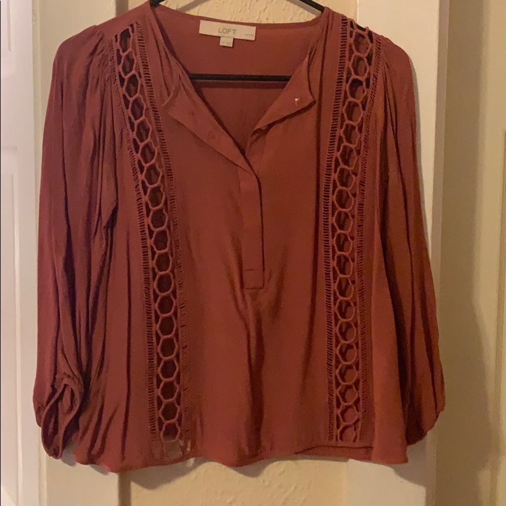 Salmon 3/4 Button Blouse